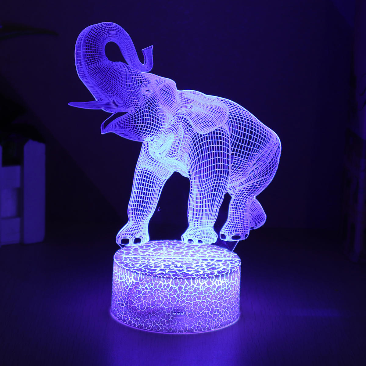 16-Color 3D LED Elephant Night Light with Touch Switch - Perfect for Bedroom Table Home Decor