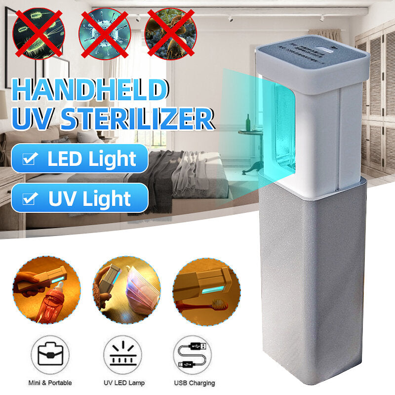 Portable Handheld UV Sterilizer Lamp - LED Light, USB Rechargeable, Foldable Design