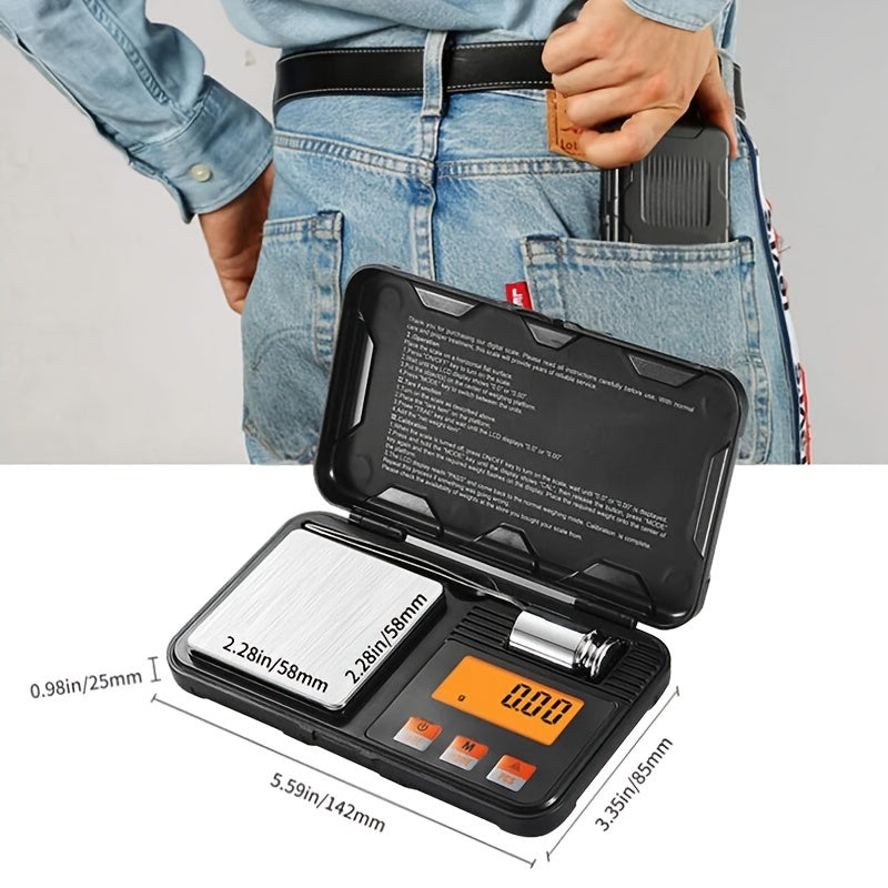 Mini Portable Electronic Scale with Tweezers, LCD Light & 50g Calibration Weight