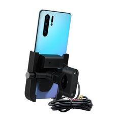 12V USB Rechargeable Waterproof Handlebar Mirror Phone GPS Holder for Electric Car, Motorcycle, Bike, Scooter, 4-6.5 inch