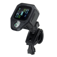 Waterproof Motorcycle Compass TPMS with LCD Display and 2pcs Sensors - Tire Pressure Monitoring and Alarm System