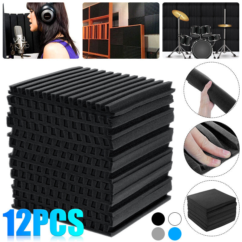 12-Pack Sound-Absorbing Foam Panels - Noise Dampening Sponge for Soundproofing