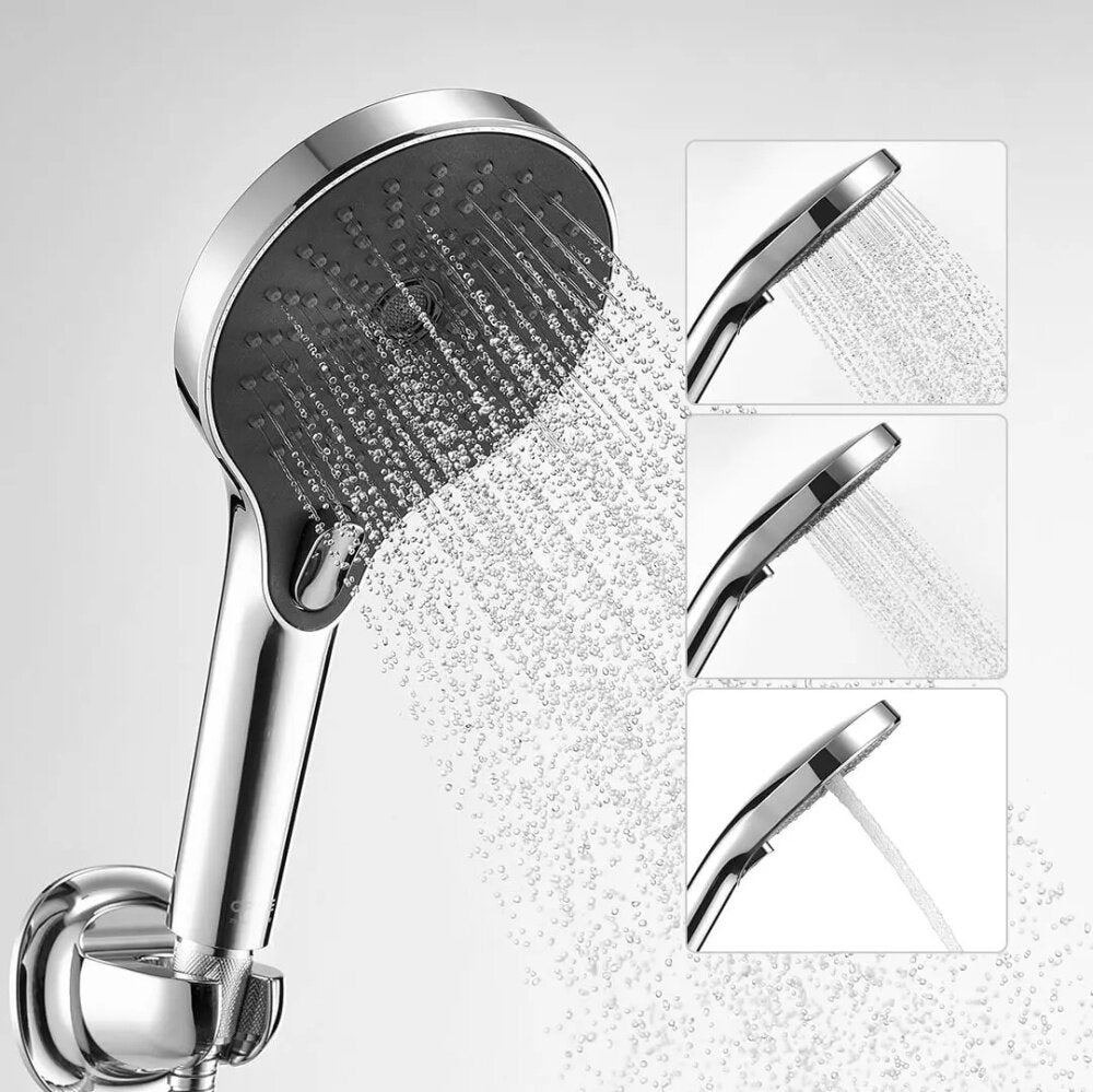 Three-Stage Water Boost Bathroom Shower Faucet Set with Lift Bar and Rain Shower Head