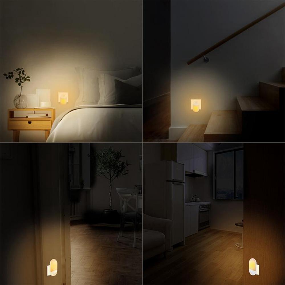 2pcs 0.7W Light Sensor & PIR Motion LED Night Wall Lamp for Baby/Kid Bedroom AC100-240V