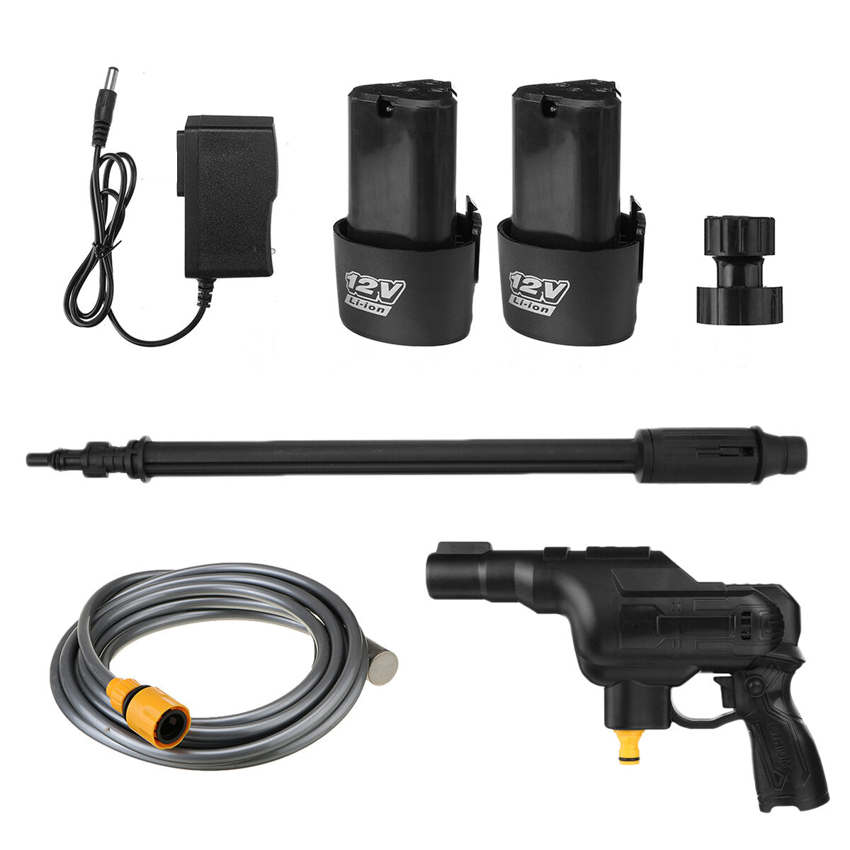 12V Cordless Electric Pressure Washer Gun with Battery - Water Hose Cleaning Tool