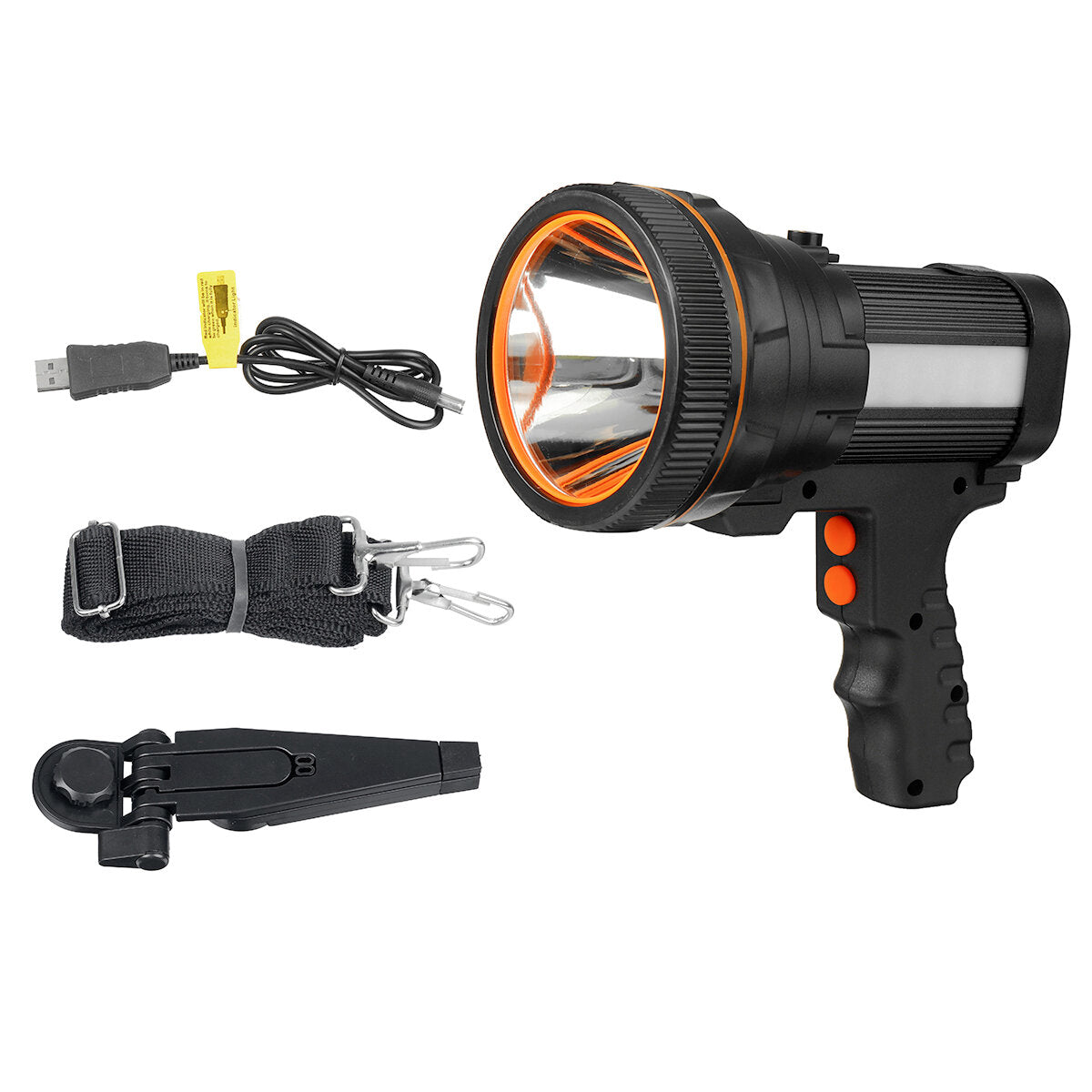 Super Bright Handheld Flashlight Searchlight with Tripod, USB Rechargeable, IPX4 Waterproof