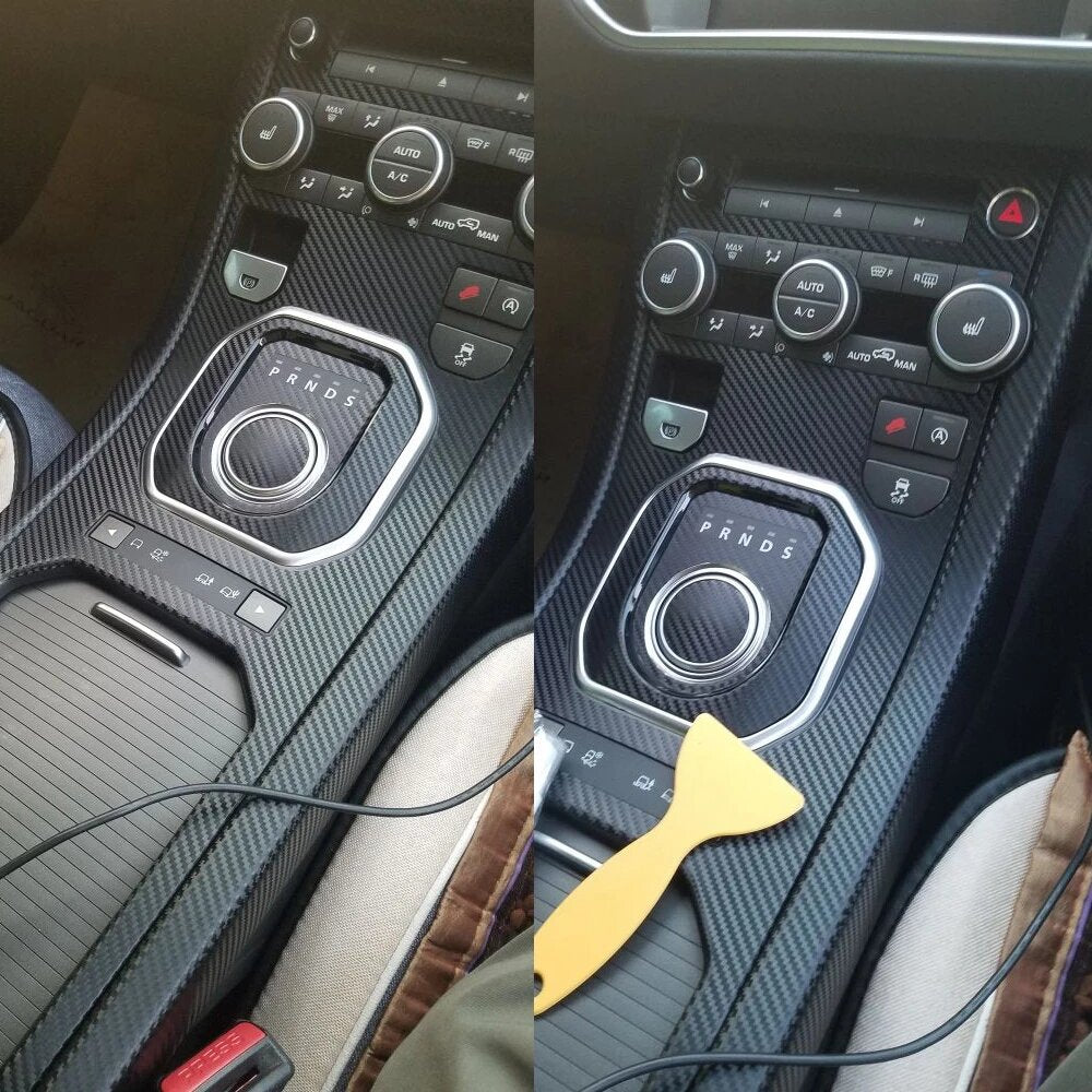 3D 5D Carbon Fiber Auto Interior Stickers for Land Rover Range Rover Evoque RHD Center Console Decals