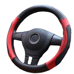 38cm Leather Car Steering Wheel Cover - Sports Fashion, All-Season, Universal Fit