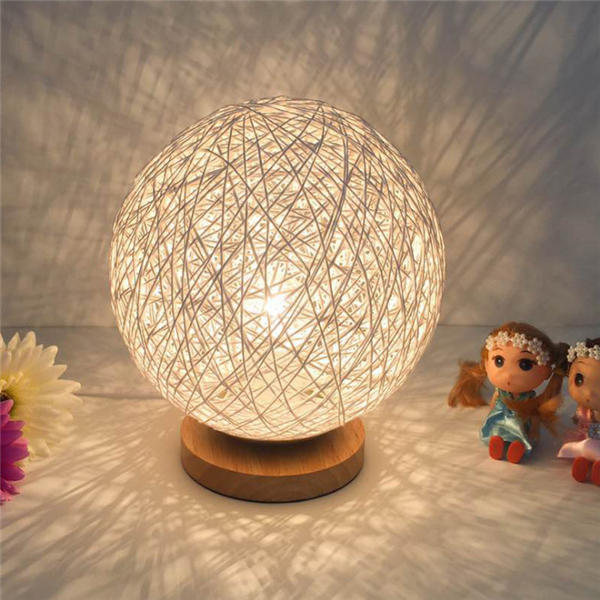 60W E27 Dimmable Sepak Takraw Wood Desk Lamp Night Light AC110-220V