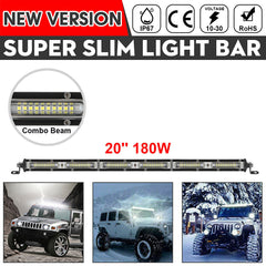 20" 180W LED Work Light Bar, 6000-7000K, Combo Beam, Flood/Spot for SUV, Truck, UTV