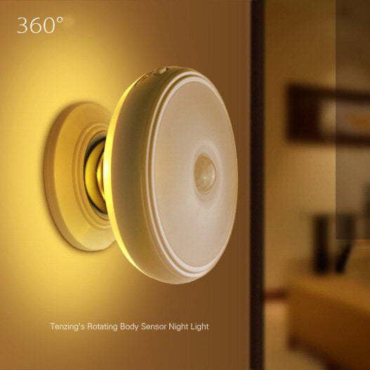 360 Degree Rotation Human Body Sensor LED Night Light with Magnetic Holder & USB Rechargeable Lamp