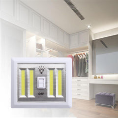 Battery Powered 4 COB LED Night Light Wall Switch, Self-Stick, 6000K White, Bright for Closet