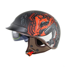 Vintage Retro Half Face Motorcycle Helmet with Inner Sun Visor for Electric Scooter and Cruise Safety