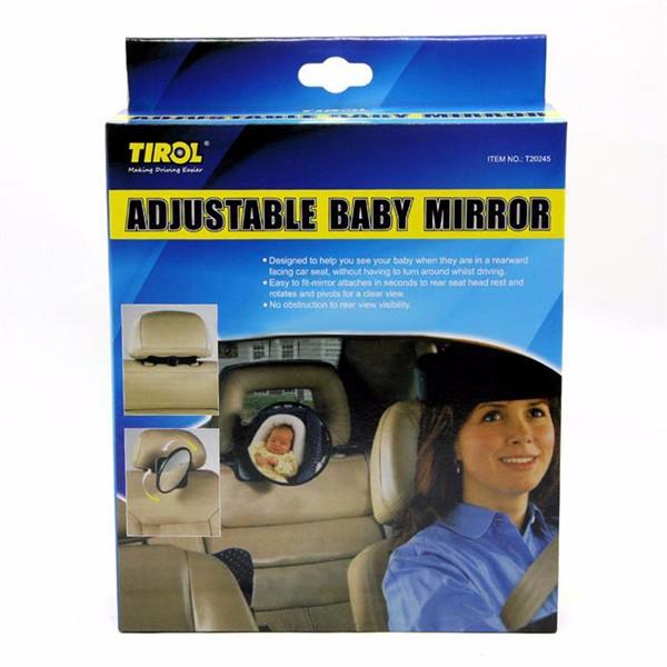 Adjustable 19cm Baby Safety Mirror for Car - Rear-Facing, Rounded Design