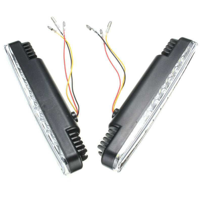 2pcs White 10SMD 3528 Yellow LED Car DRL Daytime Running Lights with Turn Signals