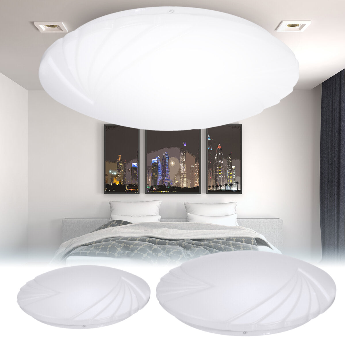 14" 30W LED Ceiling Light, Ultra Thin Flush Mount, 85-265V Round Home Fixture Lamp