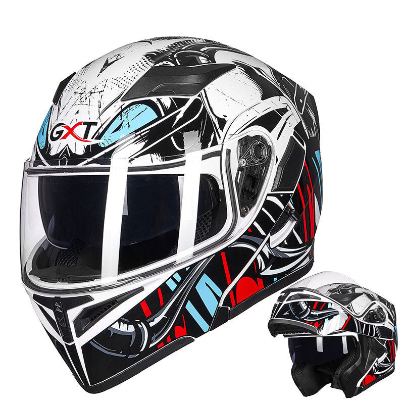 Full Face Flip-Up Motorcycle Helmet with Double Lens for Motocross and Racing