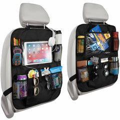 2Pcs Car Seat Back Organizer with 5 Pockets & Tablet Holder - Kids Car Accessories & Protector