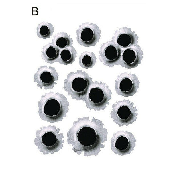 3D Simulated Bullet Holes Car & Motorcycle Scratch Decal - Waterproof, 23x29CM