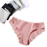 3PCS Women's Cotton Underwear Set - Floral Lace Low-Rise Panties, Comfortable Sexy Briefs Intimates