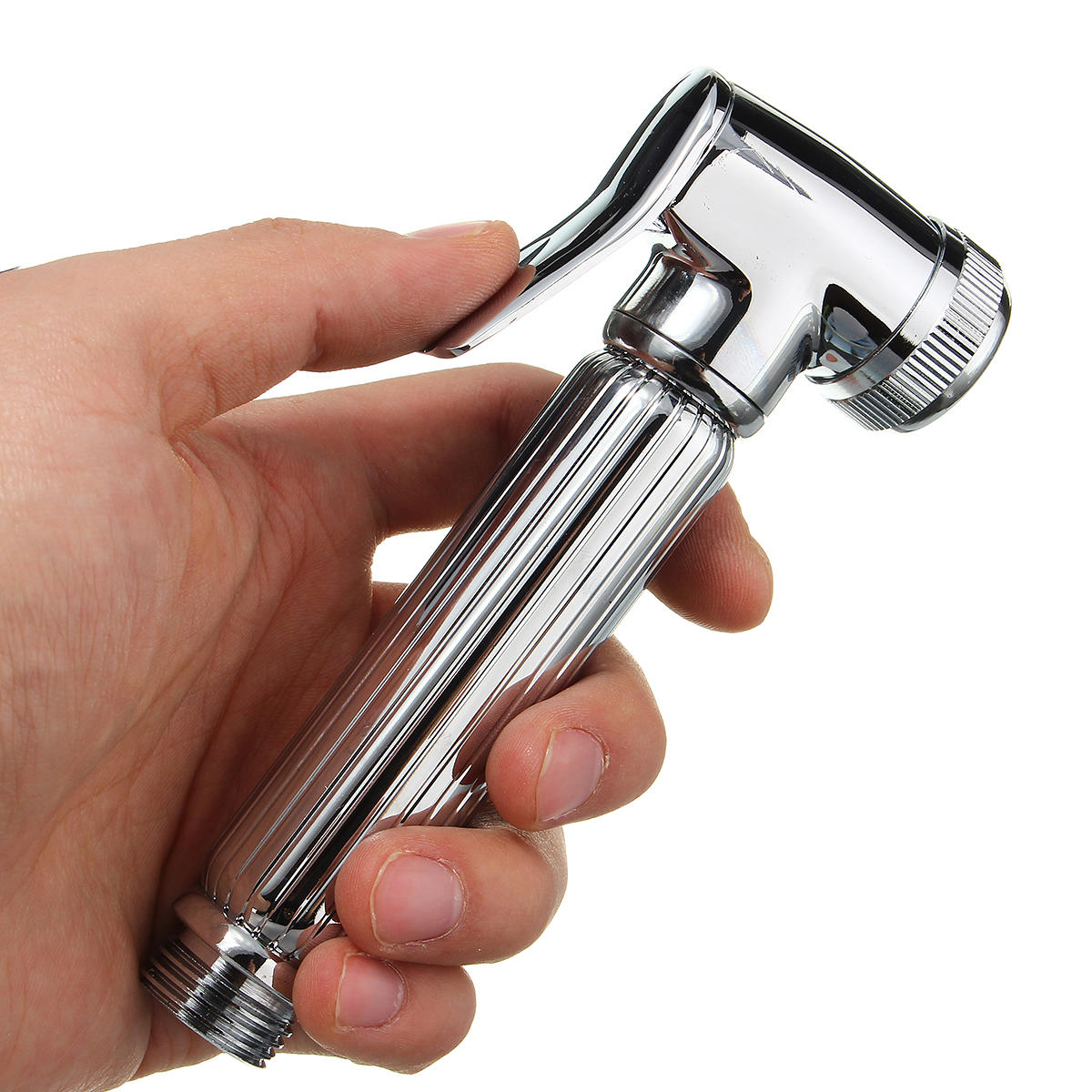 Brass Shattaf Douche Spray Bidet Toilet Shower Head Nozzle Holder - Silver Cleaning Device