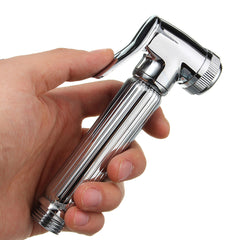 Brass Shattaf Douche Spray Bidet Toilet Shower Head Nozzle Holder - Silver Cleaning Device