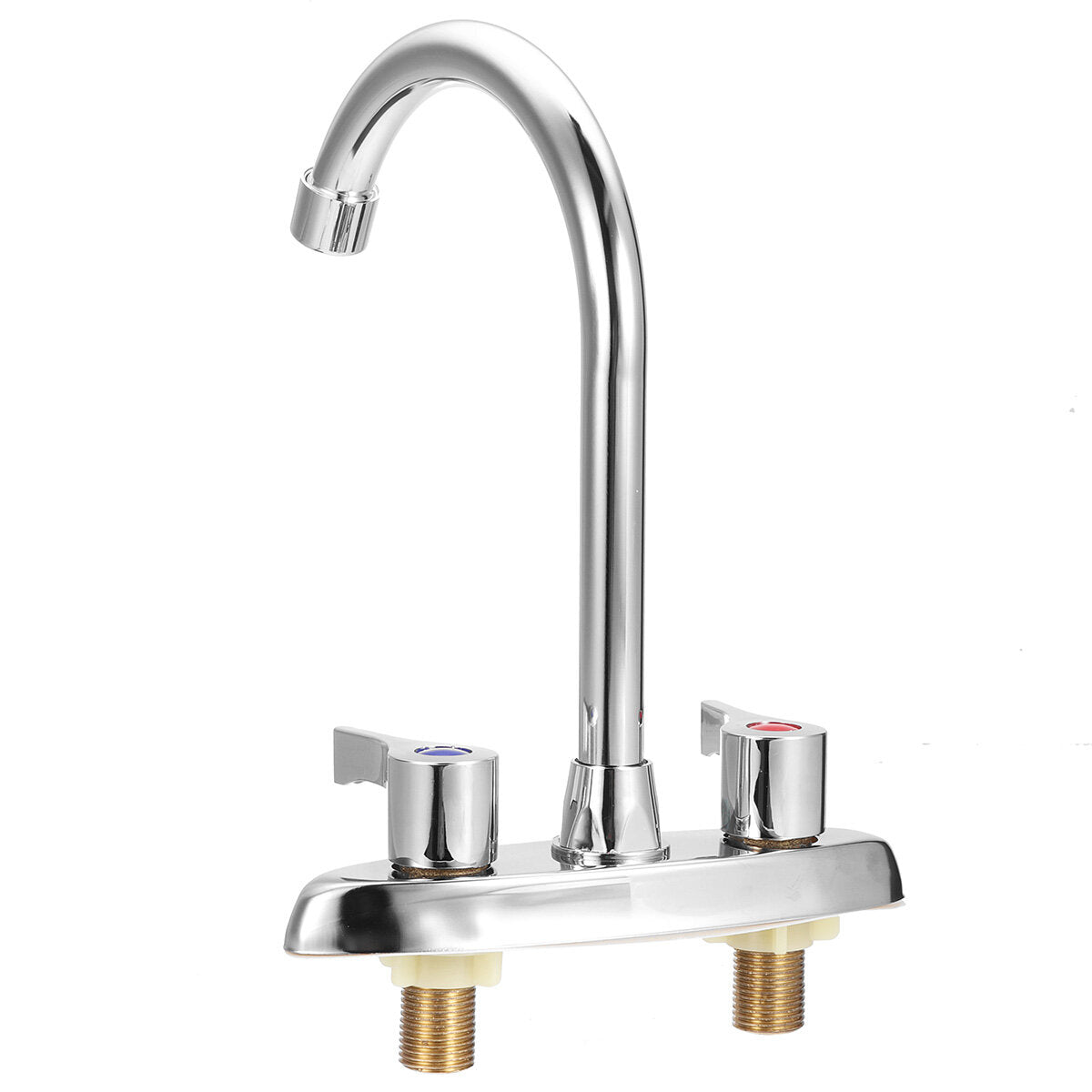 Electroplating Hot & Cold Water Faucet with 2 Stainless Steel Hoses
