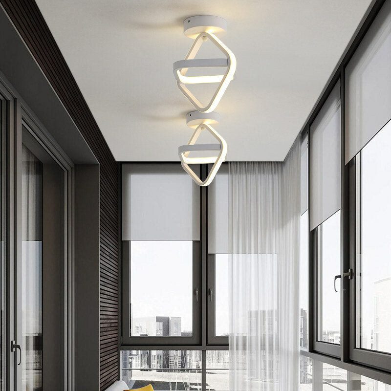 Modern LED Ceiling Lamp Dual Ring Chandelier Fixture, AC85-265V, Living Room Pendant Light