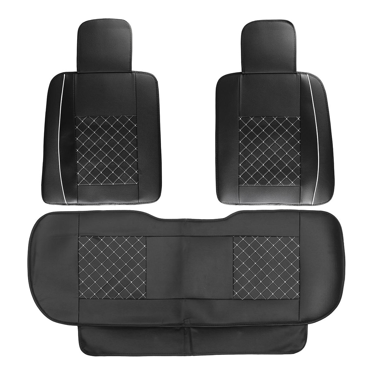 Universal 5-Seats PU Leather Car SUV Seat Cover Set with Front, Rear Cushions and Pillows