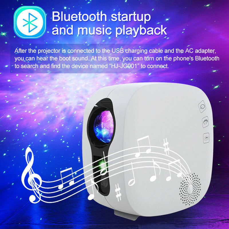 Bluetooth Sky Projector Music Speaker - LED Night Light, Galaxy Nebula, Ocean Star, Moon Lamp