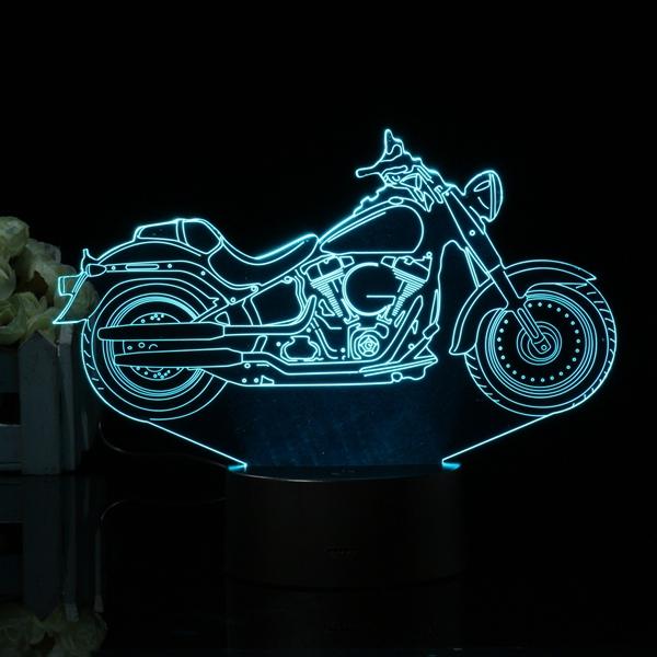 3D Illusion Motorcycle LED Desk Lamp - 7 Color Changing Touch Switch Night Light