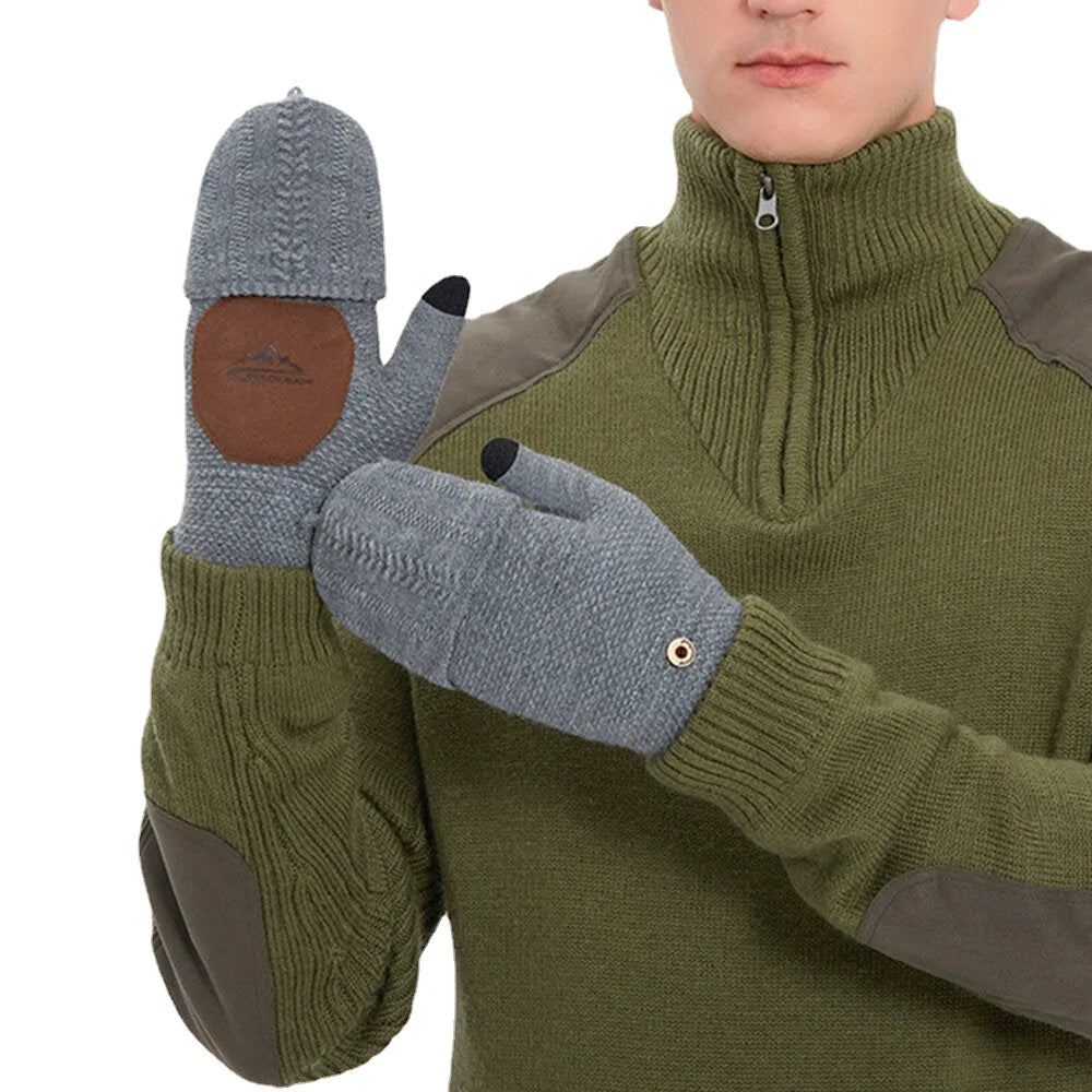 Unisex Knitted Half-Finger Gloves - Antifreeze, Warm, Thickened, Plus Velvet for Autumn & Winter