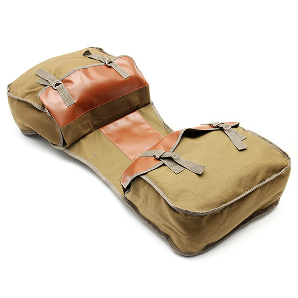 Khaki Canvas Motorcycle Side Saddle Bag - Durable Luggage for Bikes