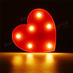 Cute 11 LED Heart Marquee Night Light - Battery Operated Lamp for Baby Kids Bedroom Decor