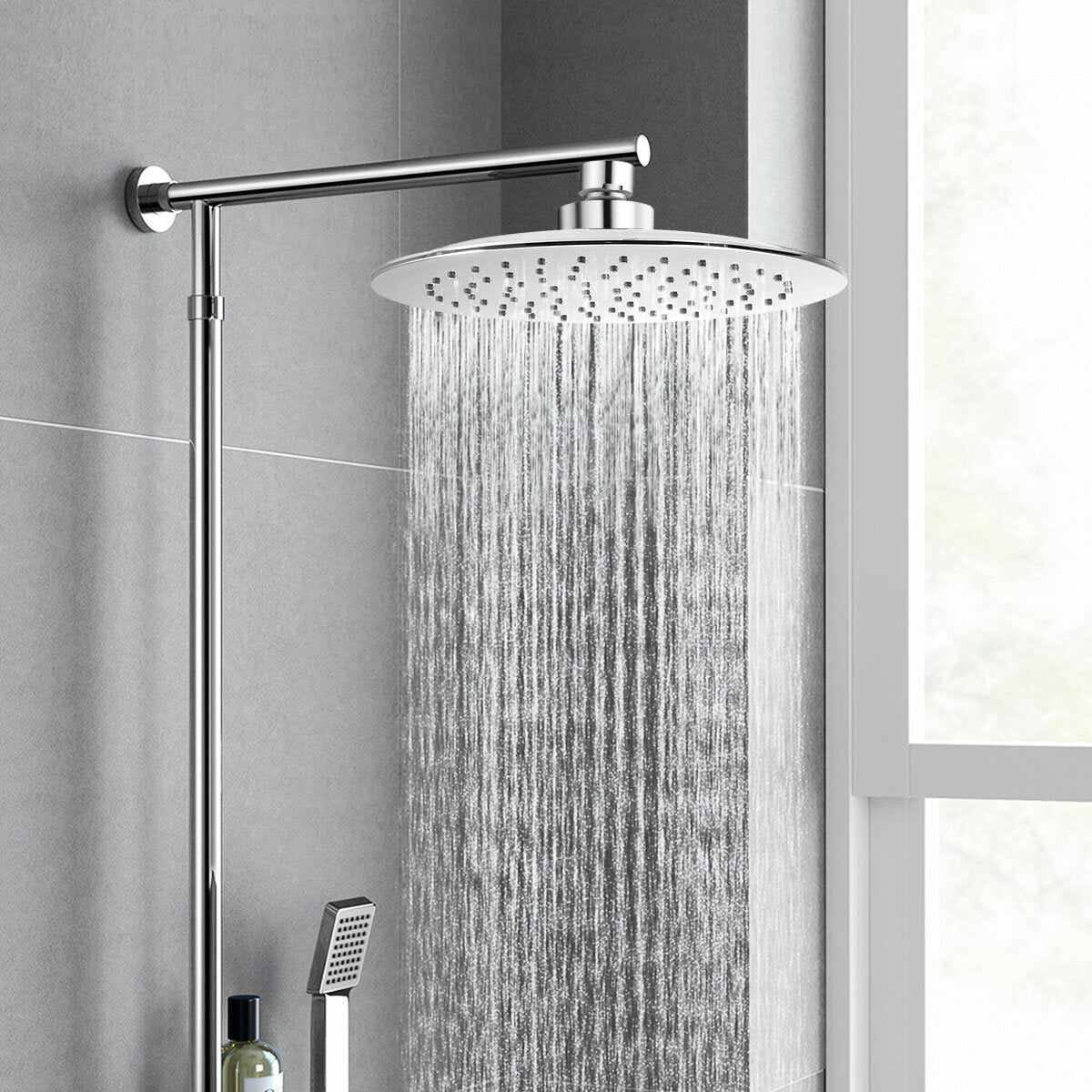 10" Round High Pressure Rainfall Shower Head, 9.6L/min, Self-Cleaning Nozzles