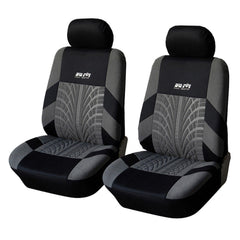 Universal Double Seat Fabric Car Front Seat Cover Cushion Protector - Full Surround, Black and Grey