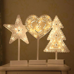 Battery Powered LED Star Christmas Tree Heart Night Light Table Lamp for Home Decoration