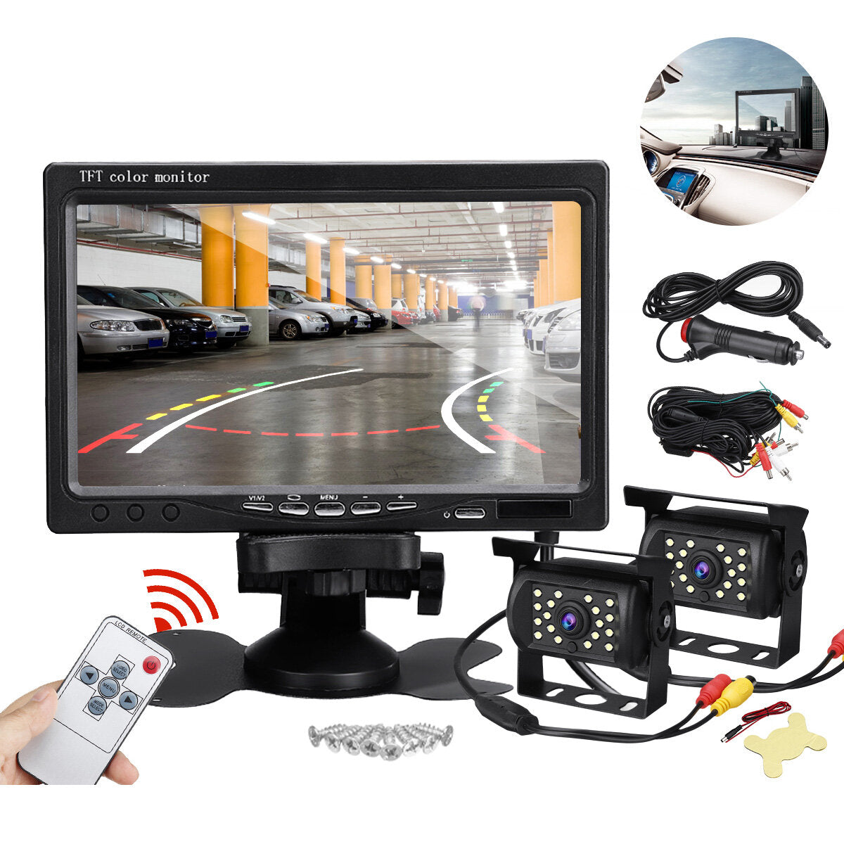 7" LCD Monitor with Rear View Reverse Backup Camera System