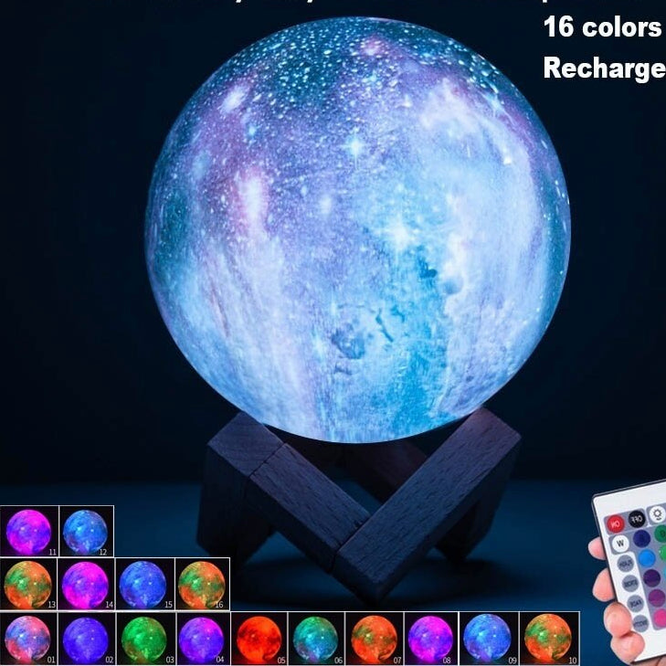 3D Magical Lunar Moon Lamp - USB LED Night Light with Touch Sensor, Galaxy Sky Moonlight