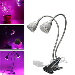 10W Dual Head Full Spectrum LED Grow Light Clip Kit for Indoor Plants, Hydroponics, US Plug 110-240V