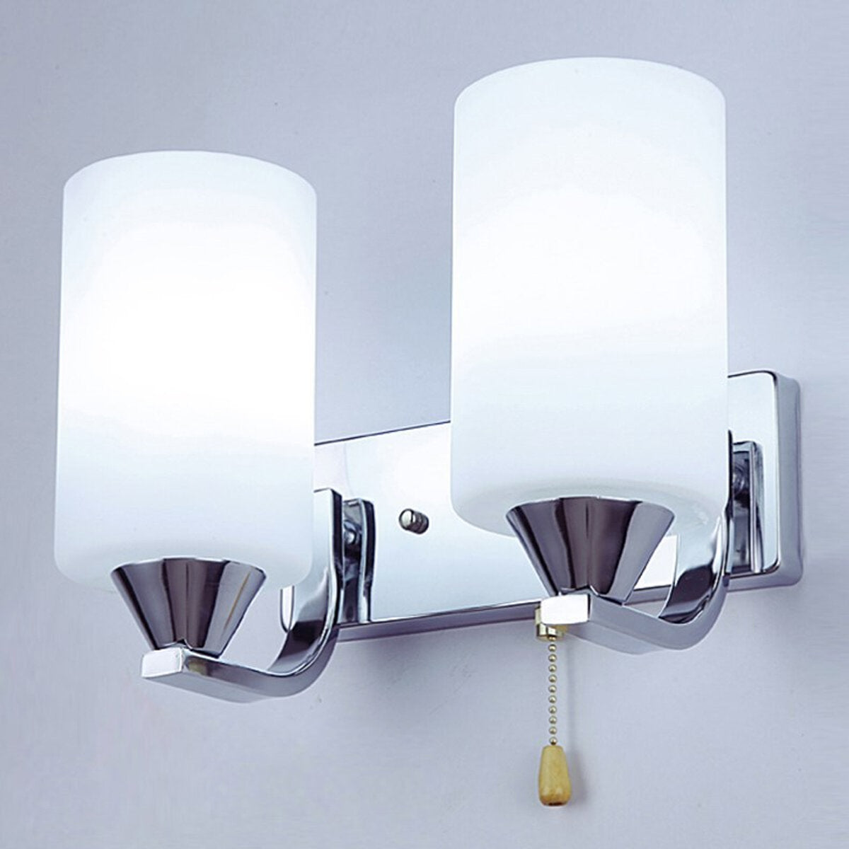 Bedroom Glass Wall Sconce Light Fixture with LED Bulb and Pull Switch for Bedside