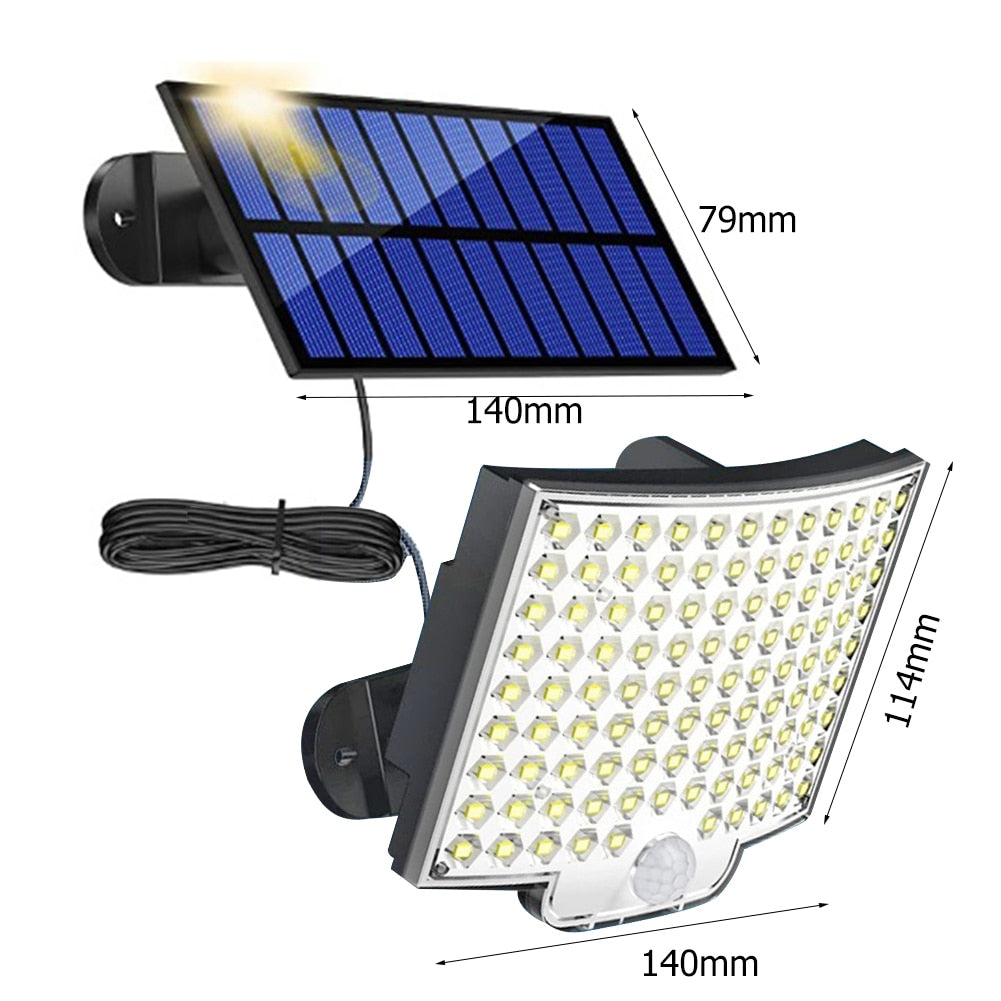 106/308 LED Solar Light Outdoor, PIR Motion Sensor, 3 Modes, Waterproof Street Wall Lamp for Garden, Fence, Street Decoration