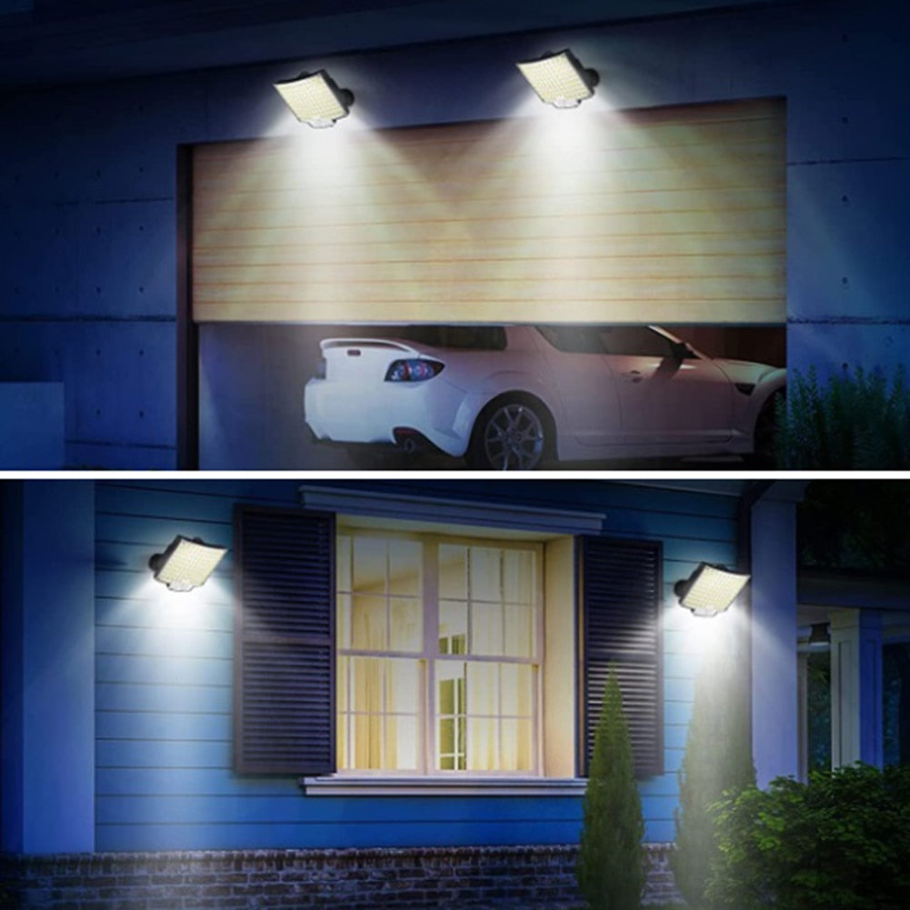 106/308 LED Solar Light Outdoor, PIR Motion Sensor, 3 Modes, Waterproof Street Wall Lamp for Garden, Fence, Street Decoration