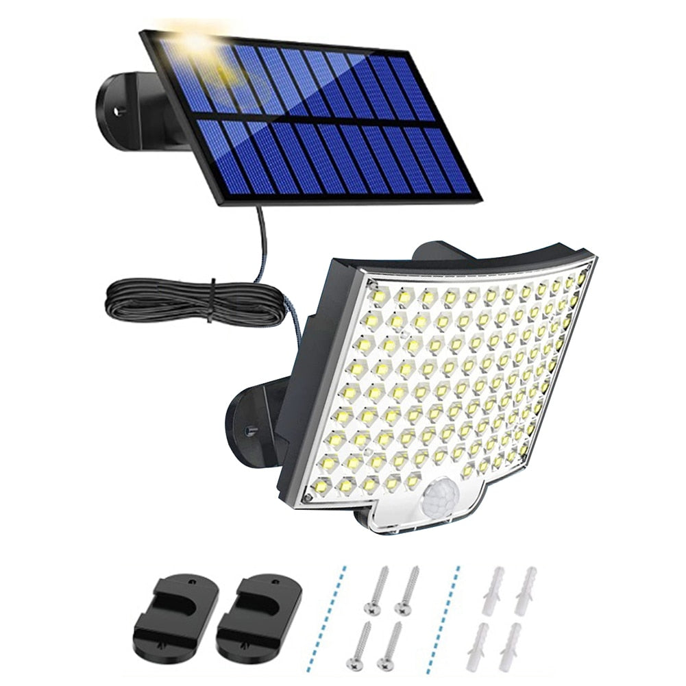 106/308 LED Solar Light Outdoor, PIR Motion Sensor, 3 Modes, Waterproof Street Wall Lamp for Garden, Fence, Street Decoration