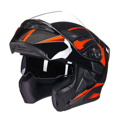 Full Face Flip-Up Motorcycle Helmet with Double Lens for Motocross and Racing