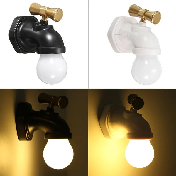 Rechargeable LED Night Light with Sound Control - Water Tap Shape, Home Wall Decor, Perfect Gift