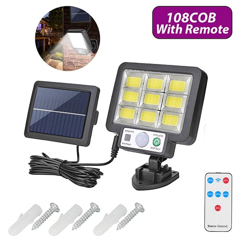 108/117COB LED Solar Street Light - Waterproof Motion Sensor Outdoor Wall Lamp for Garden Decoration