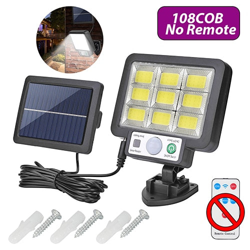 108/117COB LED Solar Street Light - Waterproof Motion Sensor Outdoor Wall Lamp for Garden Decoration