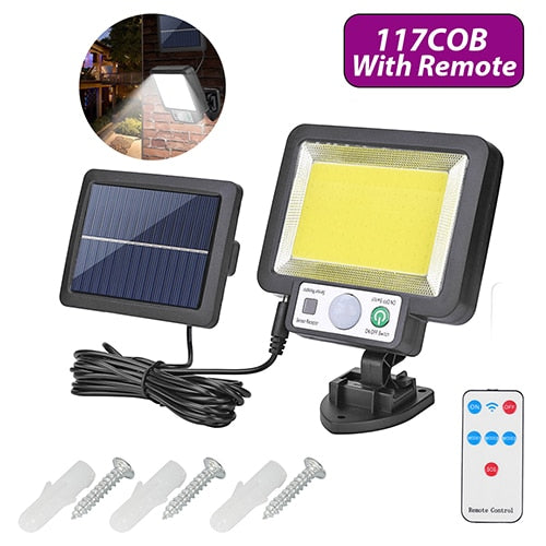 108/117COB LED Solar Street Light - Waterproof Motion Sensor Outdoor Wall Lamp for Garden Decoration