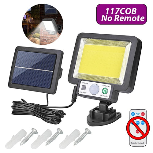 108/117COB LED Solar Street Light - Waterproof Motion Sensor Outdoor Wall Lamp for Garden Decoration